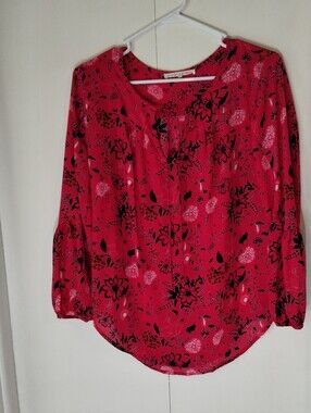 Violet +Claire Hot Pink Floral Long-Sleeve Blouse